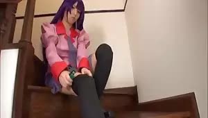 Cosplay babe is abusing hard cock